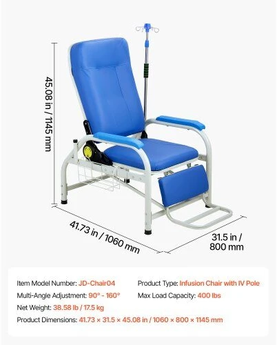Infuzinė kėdė VEVOR JD-Chair04, 180 kg keliamoji galia
