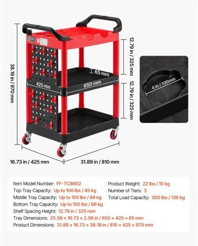 Įrankių vežimėlis VEVOR FF-TC8602, 136 kg keliamoji galia