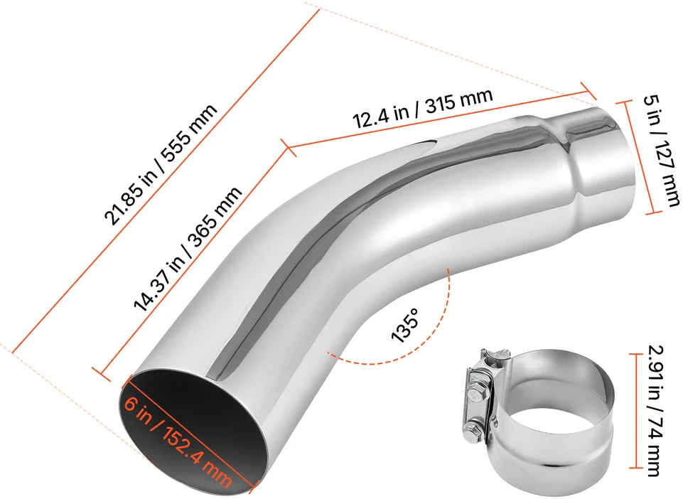 VEVOR Išmetimo alkūninė antgalis, 127 mm įleidimas