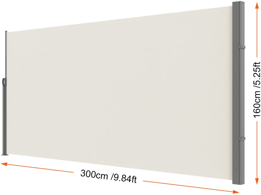 VEVOR Ištraukiama šoninė markizė, 160x300 cm, smėlinė