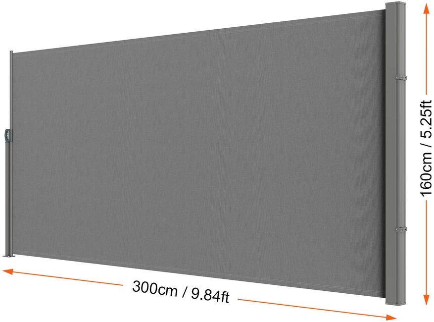VEVOR Ištraukiama šoninė uždanga, 160x300 cm, pilka