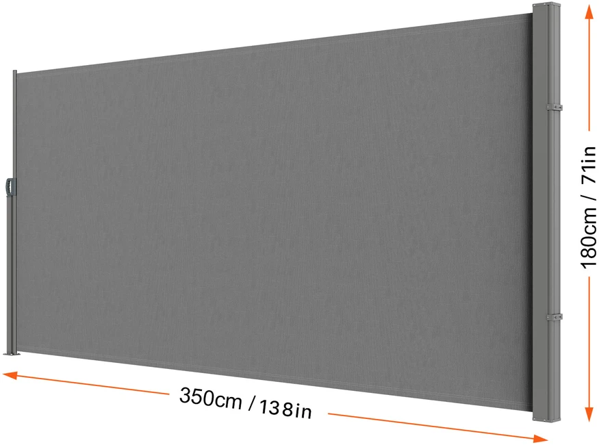 VEVOR Ištraukiama šoninė markizė, 180x350 cm, pilka