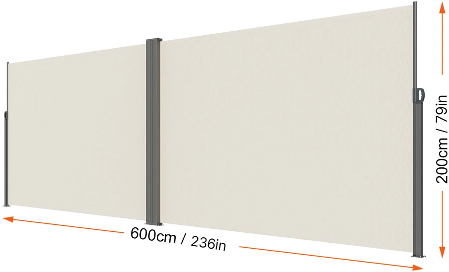 VEVOR Ištraukiama šoninė stogelis, 200x600 cm, smėlio spalvos