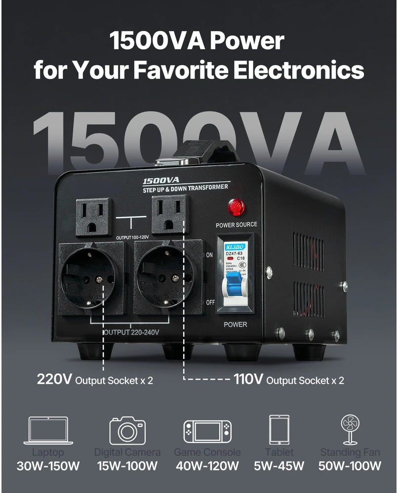 VEVOR Įtampos keitiklis transformatorius 1500VA