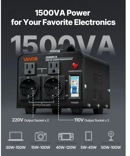 VEVOR Įtampos keitiklis transformatorius 1500VA