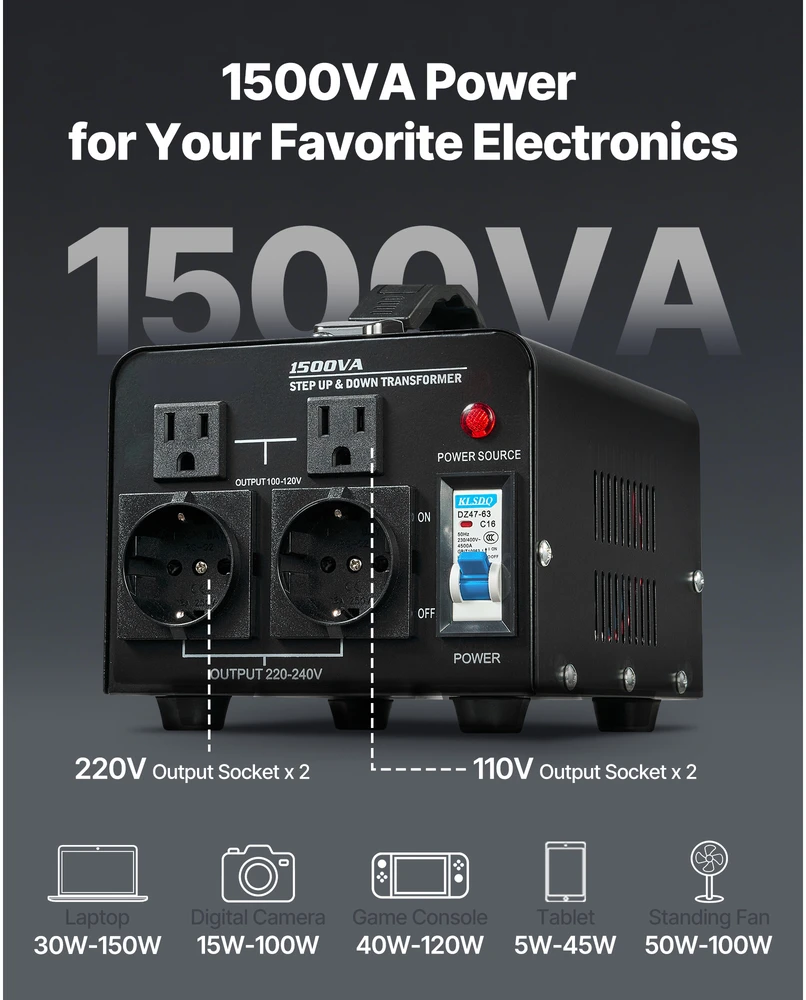 VEVOR Įtampos keitiklis transformatorius 1500VA