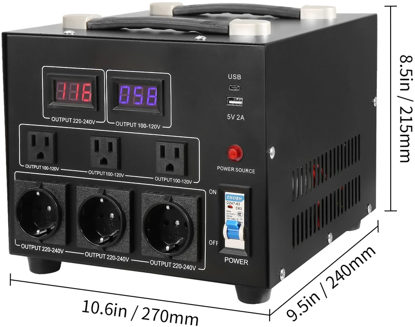 VEVOR 3000VA įtampos keitiklis 220V-110V