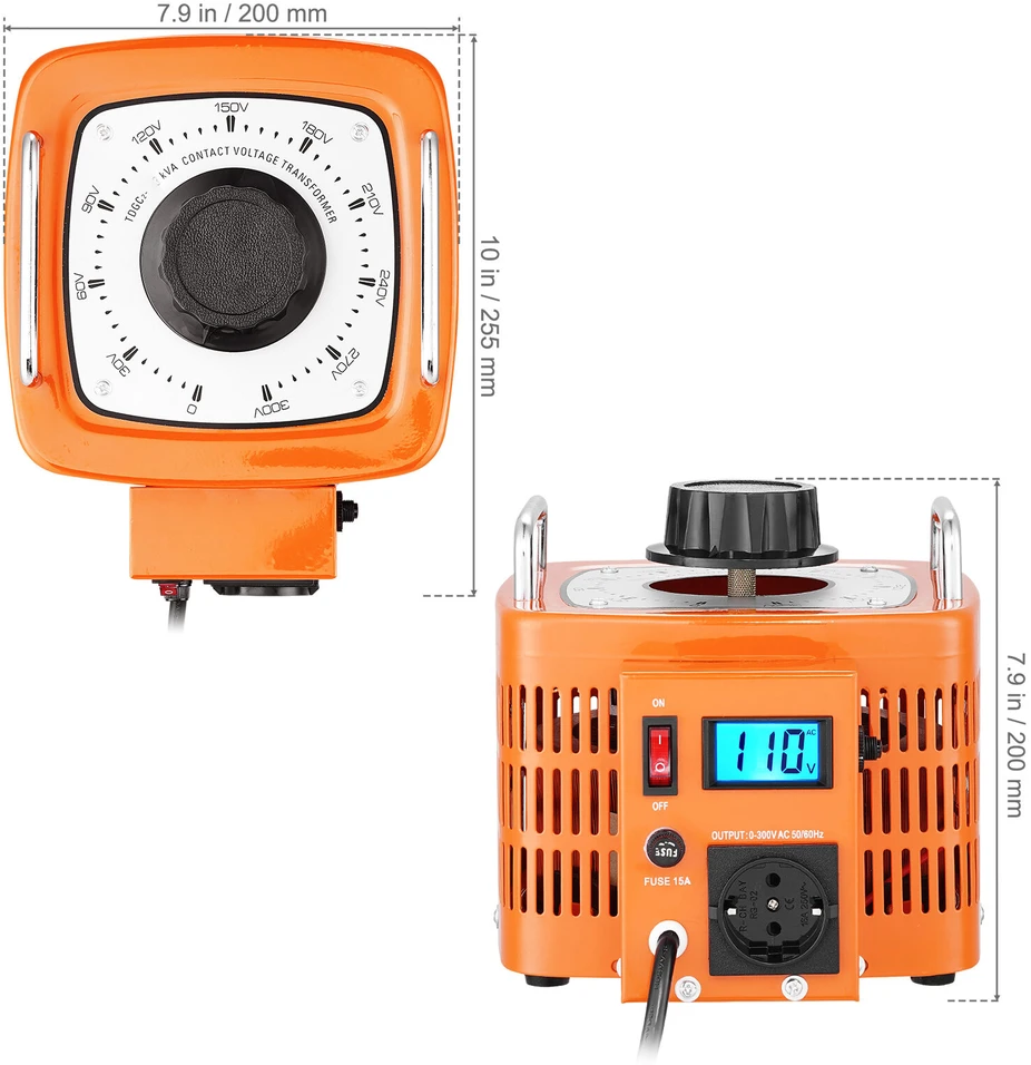 VEVOR 3000VA kintamos įtampos transformatorius su LCD