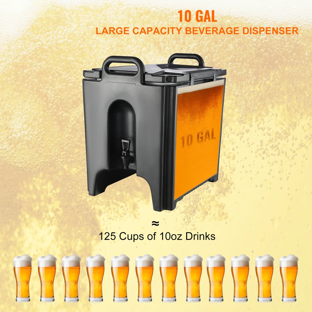VEVOR Terminis gėrimų dozatorius, 37,6 L