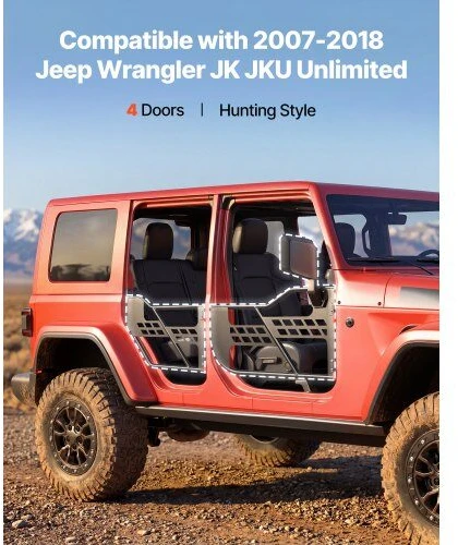 Vamzdinės durys visureigiui VEVOR Jeep Wrangler JK JKU (2007-2018), 4 durų komplektas
