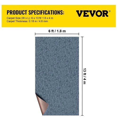 VEVOR Pilkas jūrinis kilimas 1,8m x 4m