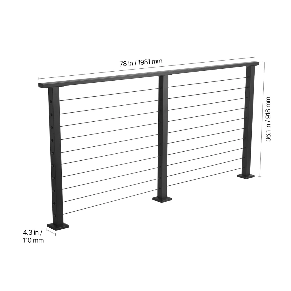 VEVOR 198 cm kabelių turėklų komplektas su stulpeliu