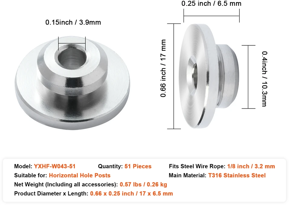 VEVOR 51 dalių kabelių turėklų komplektas 3.2mm