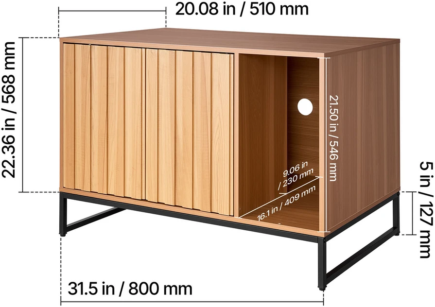 VEVOR Katės kraiko dėžės baldai, 80 cm spintelė