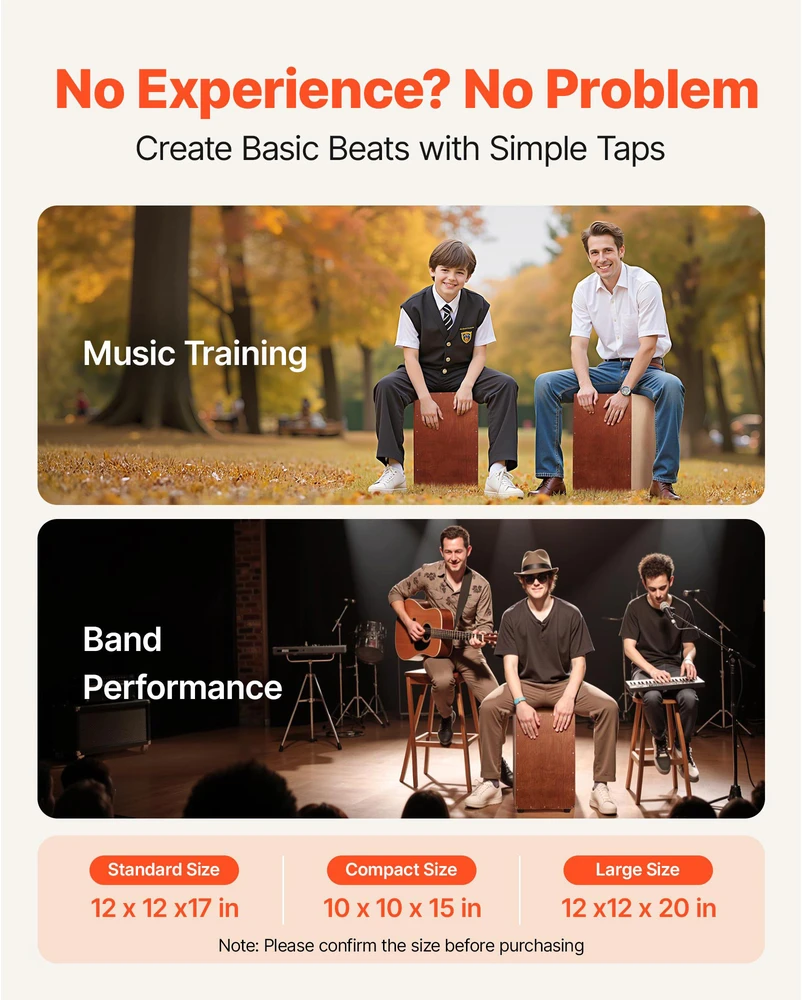 VEVOR Didelis klevo medienos cajon būgnas su stygomis