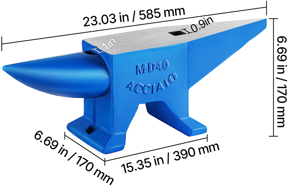 VEVOR Plieninis kalvis 40 kg anvilis