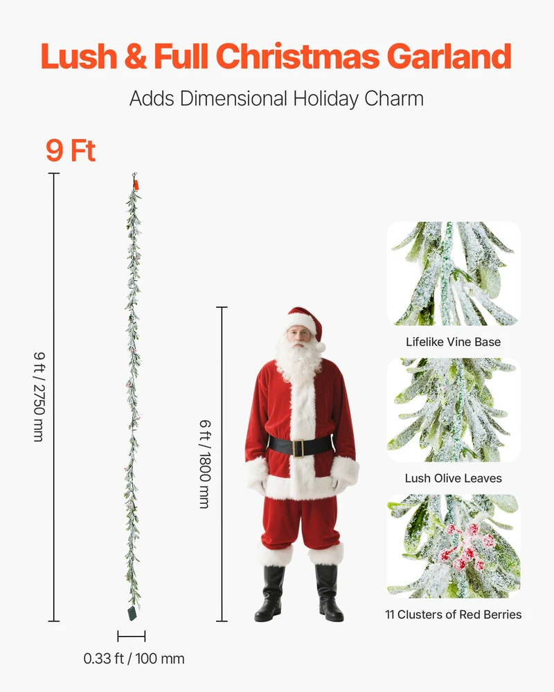 VEVOR Kalėdinė girlianda 275 cm su LED