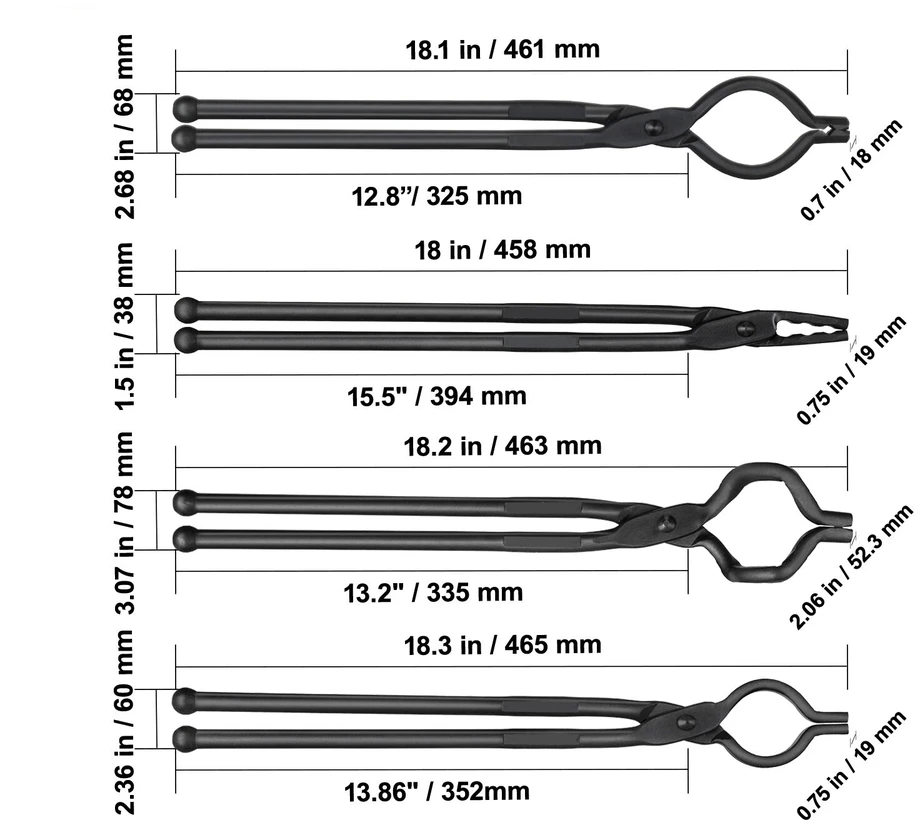 VEVOR Kalvystės žnyplės 45 cm, 4 vnt. komplektas