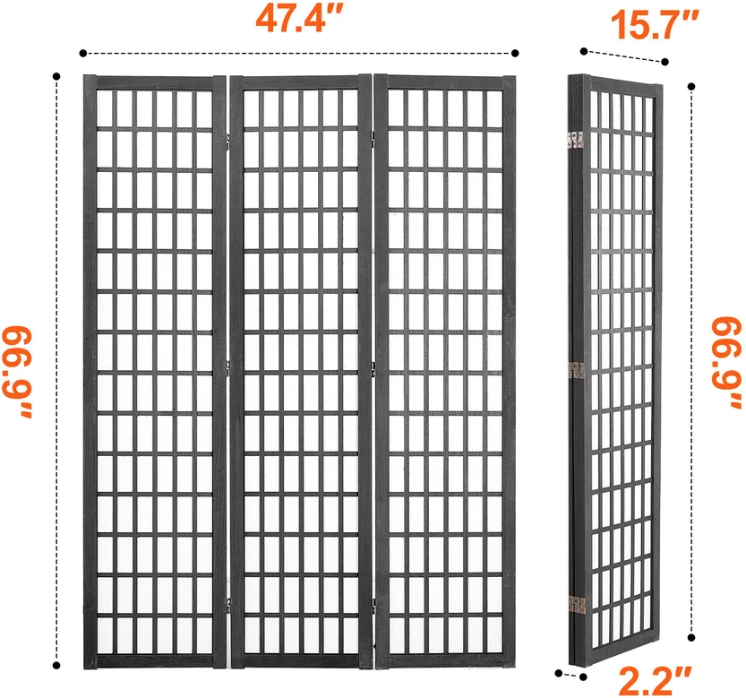 VEVOR Japonų kambario dalytuvas, 3 panelių siena
