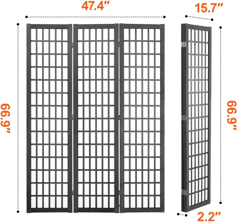 VEVOR Japonų kambario dalytuvas, 3 panelių siena