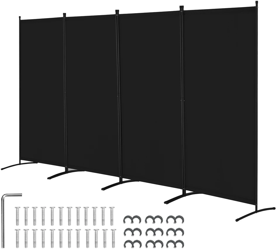 VEVOR Kambario pertvara 4 panelės juoda