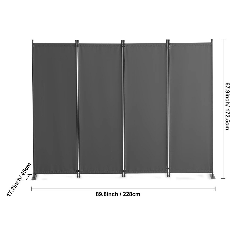 VEVOR Kambario pertvara, 4 panelių, pilka