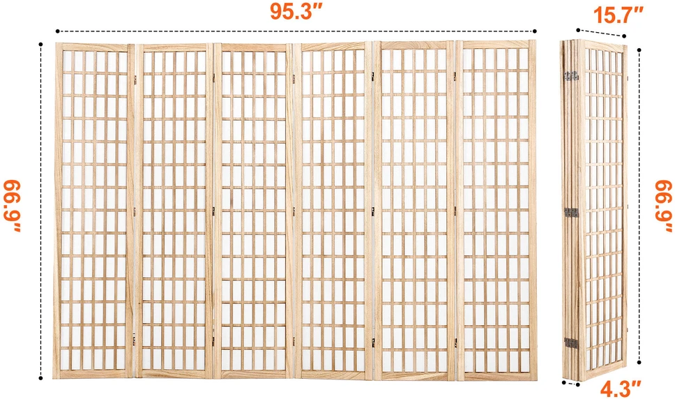 VEVOR Japoniška kambario pertvara 6 panelių