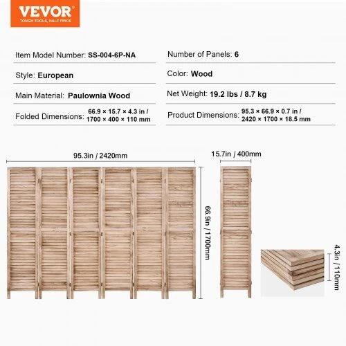 VEVOR Medinių skirstytuvas su 6 sekcijomis kambariui