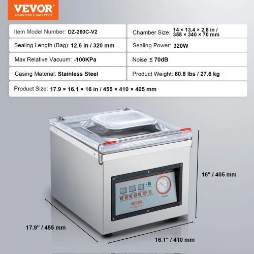 VEVOR Vakuminis pakavimo aparatas su kamera, 320W