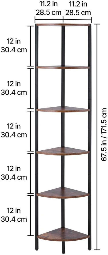 VEVOR 6 pakopų kampinė lentyna su LED apšvietimu