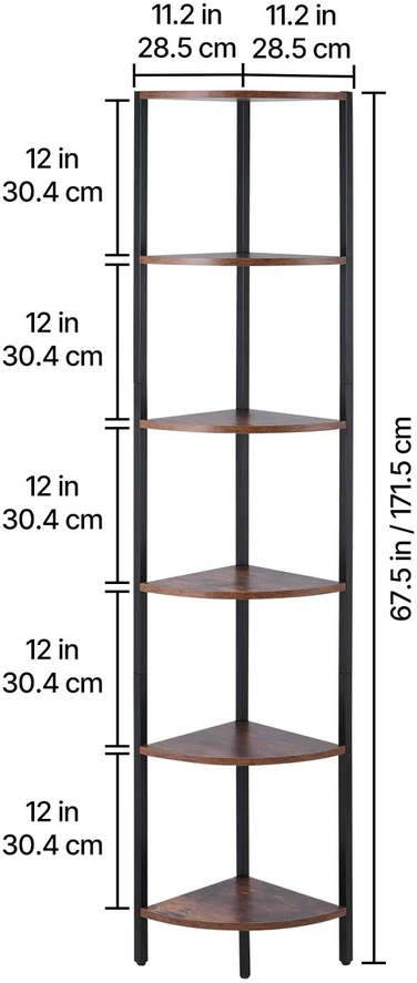 VEVOR 6 pakopų kampinė lentyna su LED apšvietimu