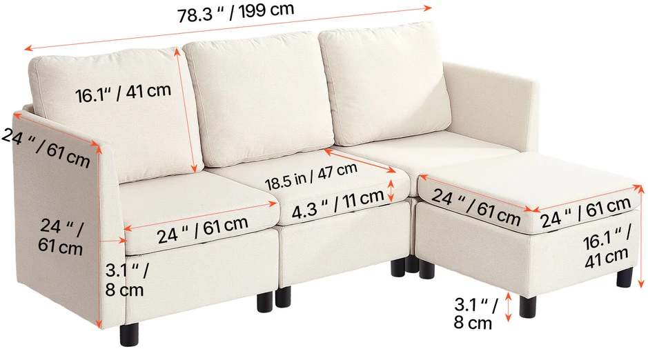 VEVOR Modulinė sofa lova su paslėpta saugykla