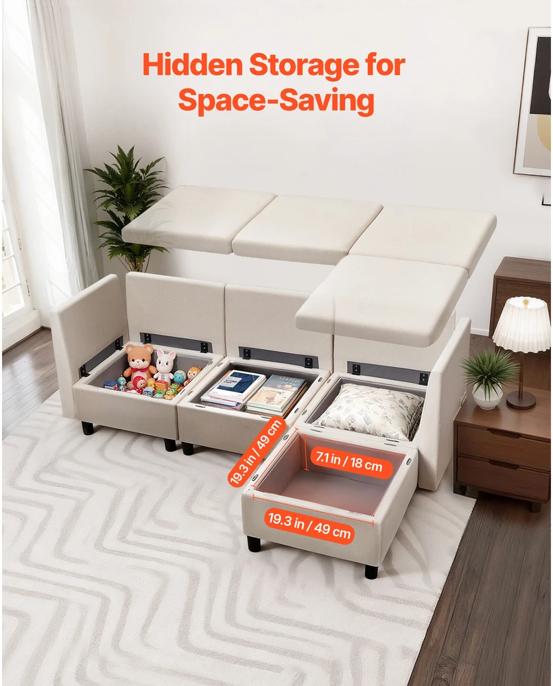 VEVOR Modulinė sofa lova su paslėpta saugykla