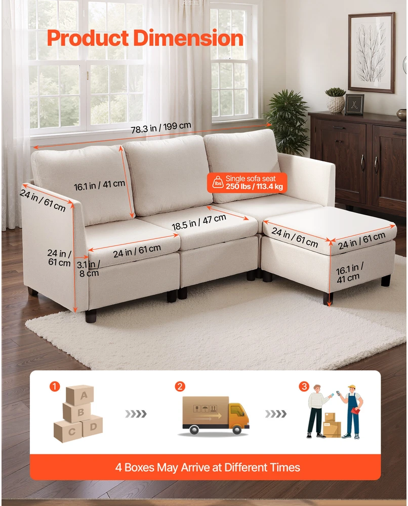 VEVOR Modulinė sofa lova su paslėpta saugykla