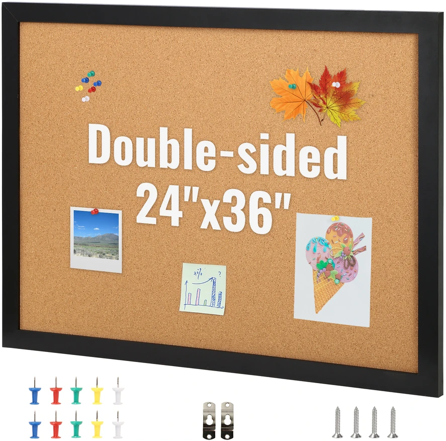 VEVOR Kamštinė lenta 60x90 cm su segtukų rėmu