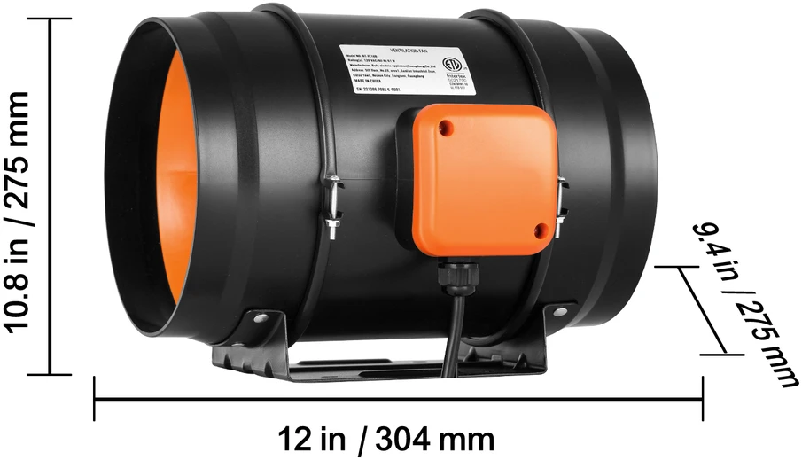 VEVOR 20 cm ortakio ventiliatorius su keičiamu greičiu