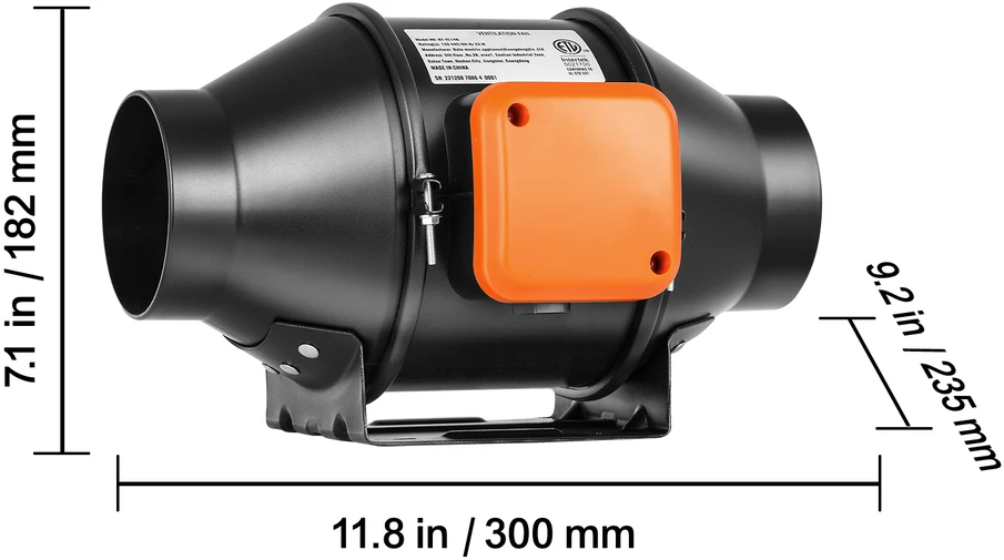 VEVOR 10 cm ortakių ventiliatorius su greičio kontrole