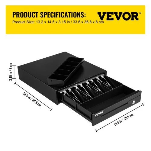 VEVOR Kasos stalčius 33 cm 12 V, POS sistemoms