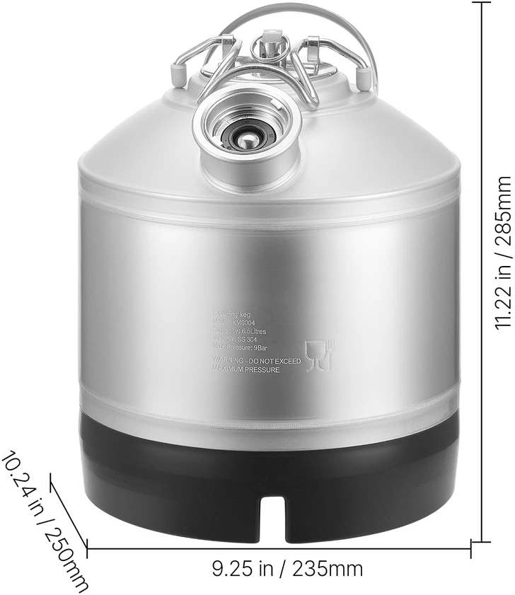 VEVOR Kegų valymo rinkinys, 6.5L su D jungtimi