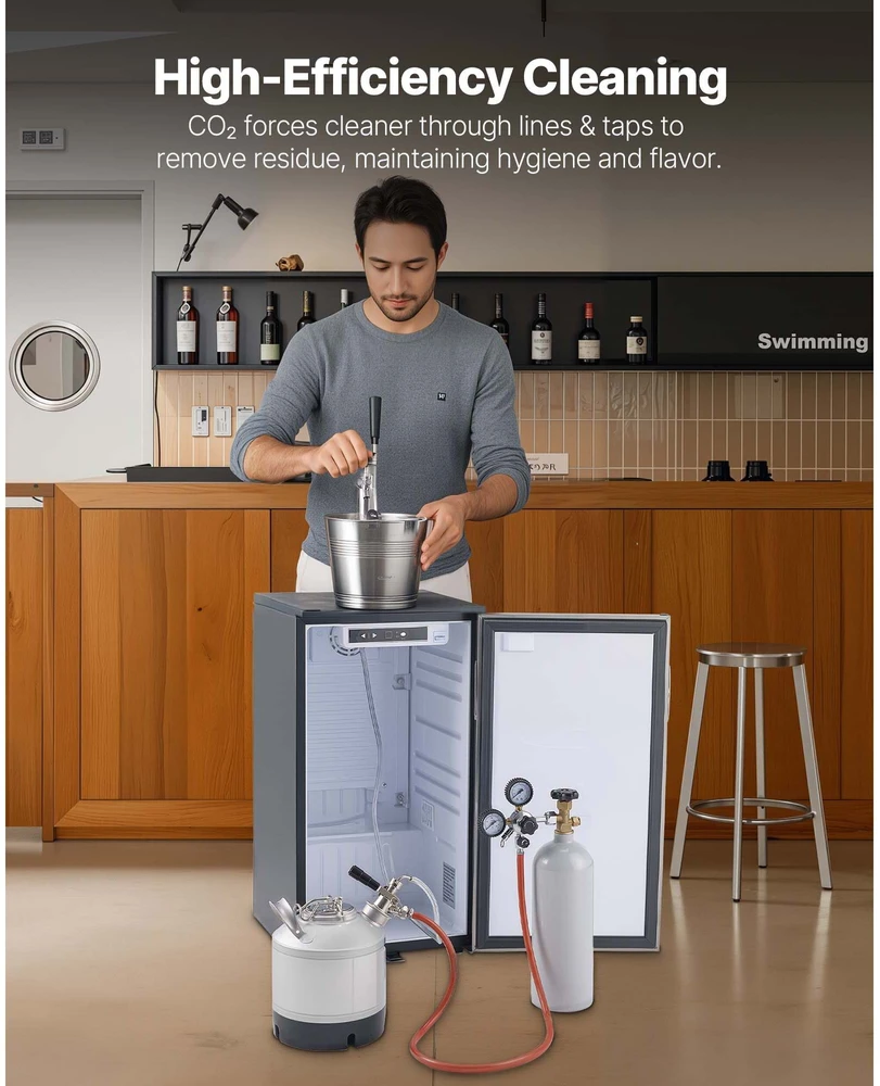 VEVOR Kegų valymo rinkinys, 6.5L su D jungtimi