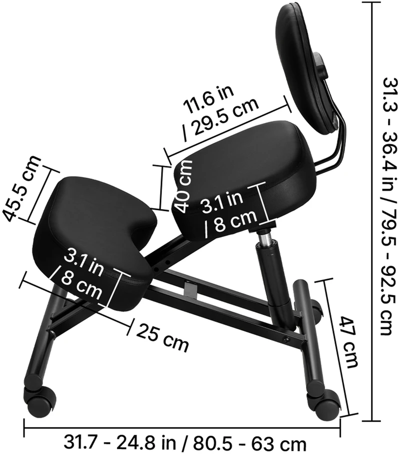 VEVOR Ergonominė kėdė su atlošu ir ratukais