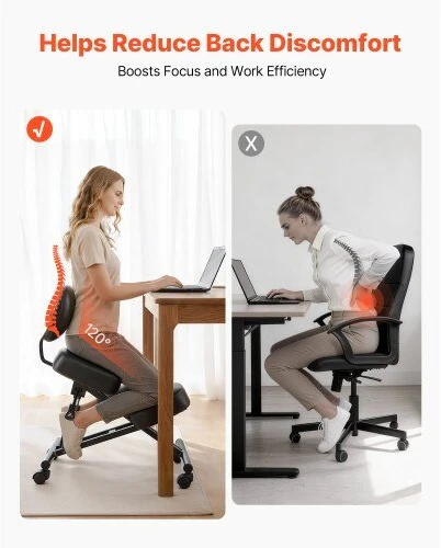 VEVOR Ergonominė kėdė su atlošu ir ratukais