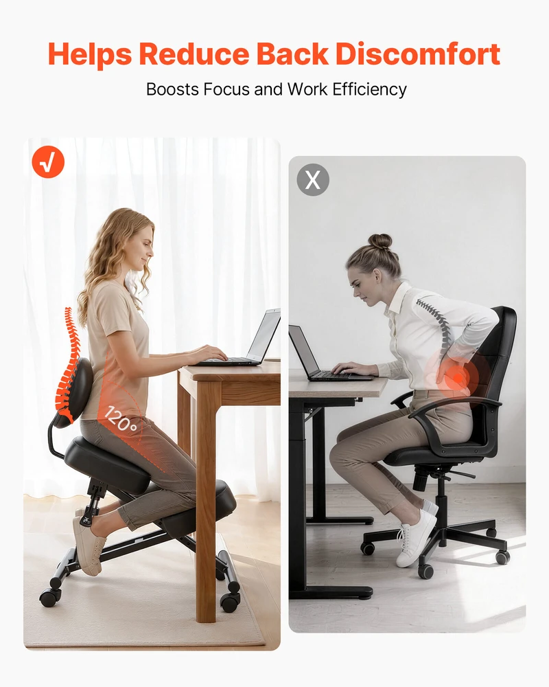 VEVOR Ergonominė kėdė su atlošu ir ratukais