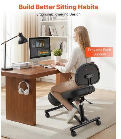 VEVOR Ergonominė kėdė su atlošu ir ratukais