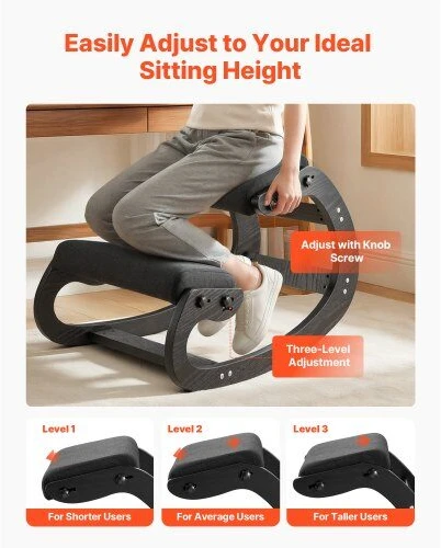 VEVOR Ergonominė medinė kėdė su paminkštinimu