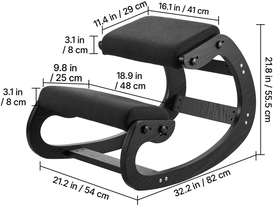 VEVOR Ergonominė medinė kėdė su paminkštinimu