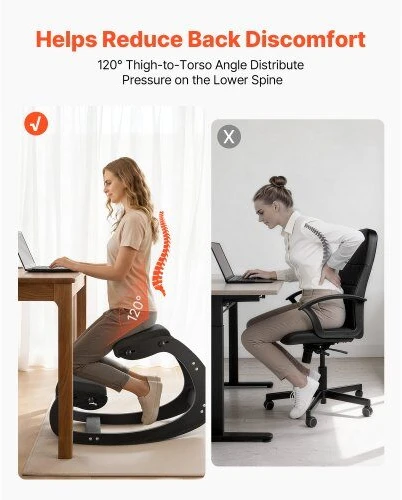 VEVOR Ergonominė medinė kėdė su paminkštinimu