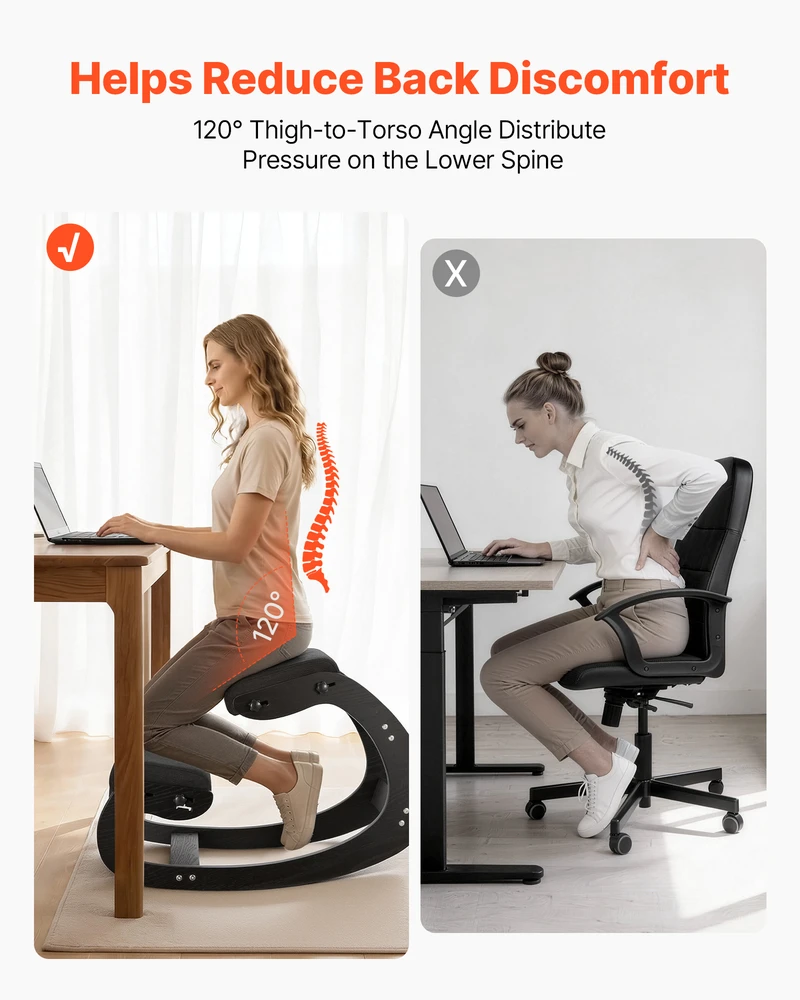 VEVOR Ergonominė medinė kėdė su paminkštinimu