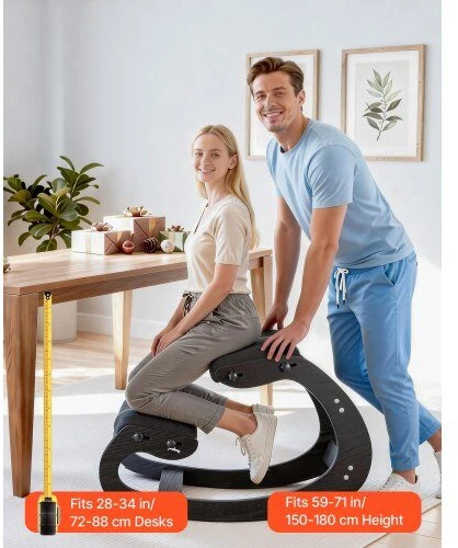 VEVOR Ergonominė medinė kėdė su paminkštinimu