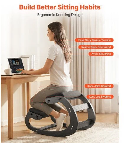 VEVOR Ergonominė medinė kėdė su paminkštinimu